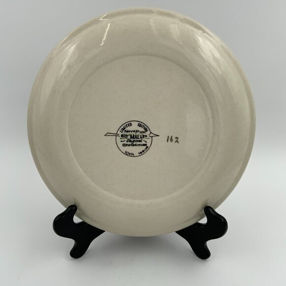 Vtg Navajo Christmas Plate Hand Painted Kay Mallek 1980 10th Issue R. Chee - Picture 3 of 6